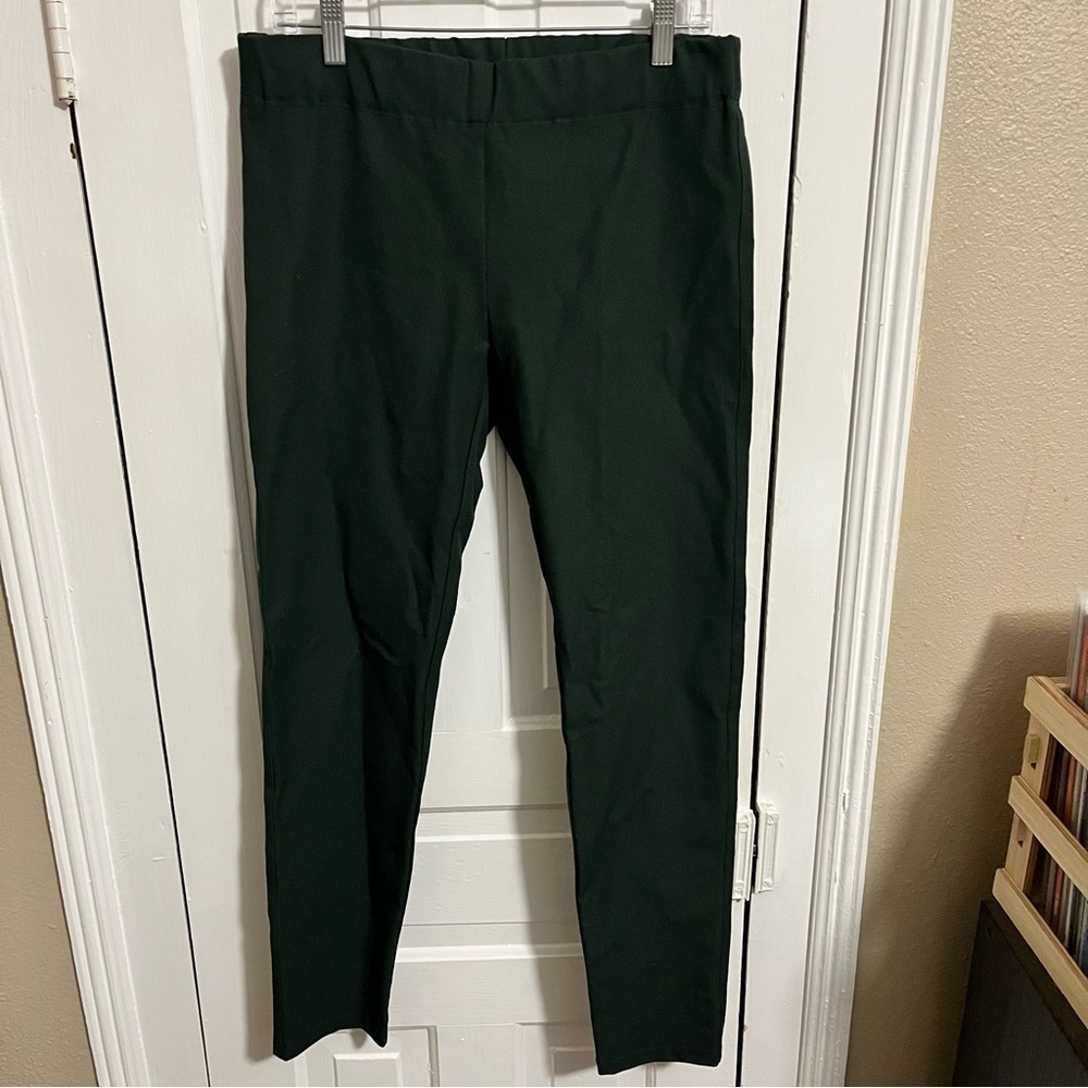 Joseph Gabardine Stretch Pant Slim Leg Pull On Elastic Waist Green 44 US 12 H